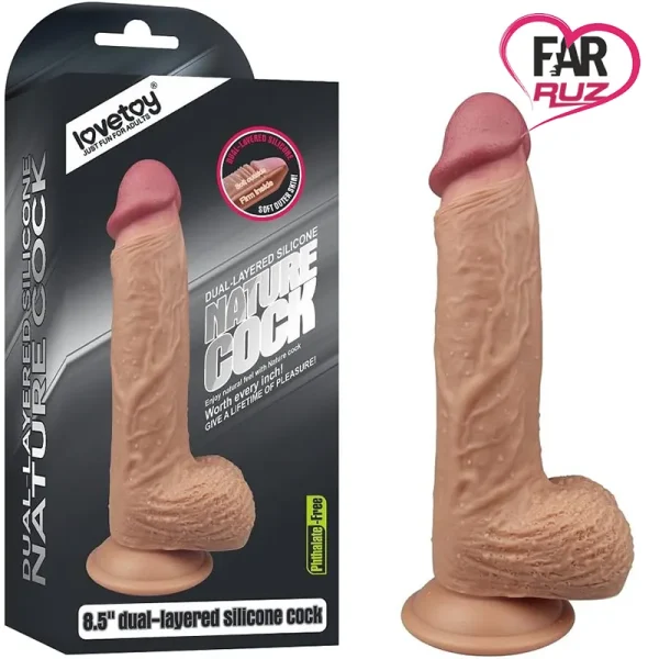 LoveToy Nature Cock 21.5 Cm Çift Katmanlı Platinum Dildo